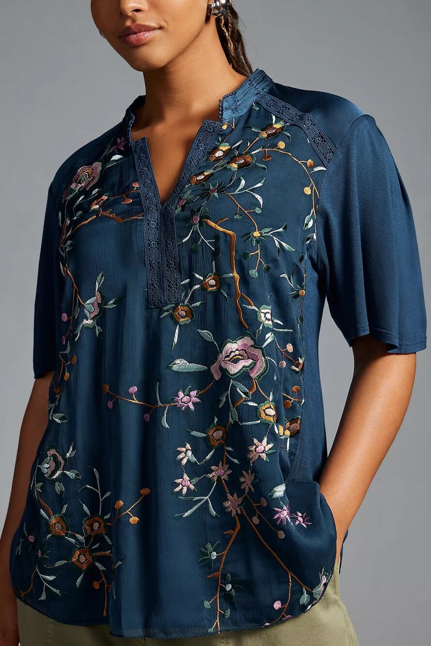 nwt ANTHROPOLOGIE TINY sz L Eliana embroidered top